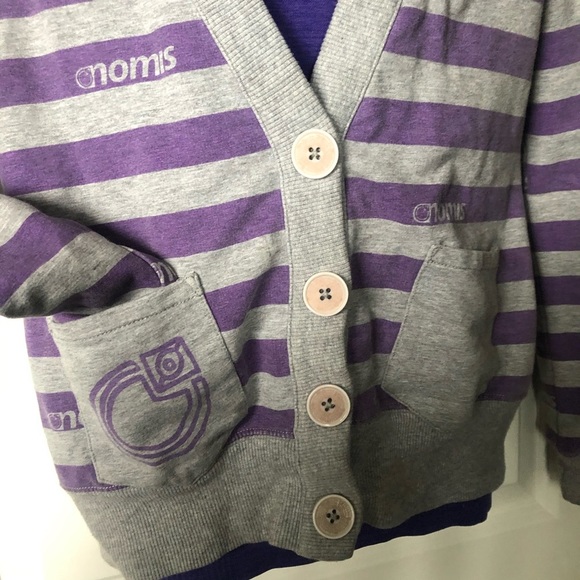 Nomis striped cardigan sweatshirt with hood M - Picture 3 of 3